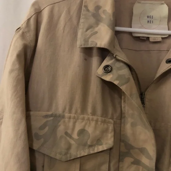 ANTHROPOLOGIE HEI HEI Roman Linen Blend Camo Jacket Size S - Picture 8 of 12